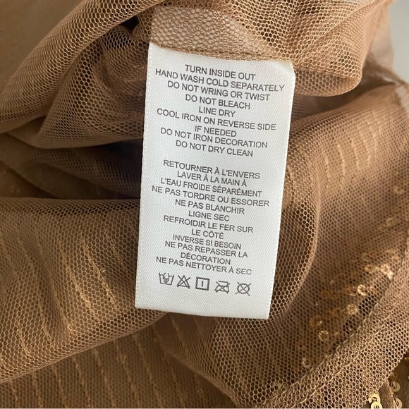 Anthropologie Remie Sequin Button Front Shirt Blouse Large Gold Bronze Top - Picture 7 of 13